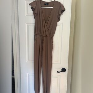 Kittenish Tan Jumpsuit